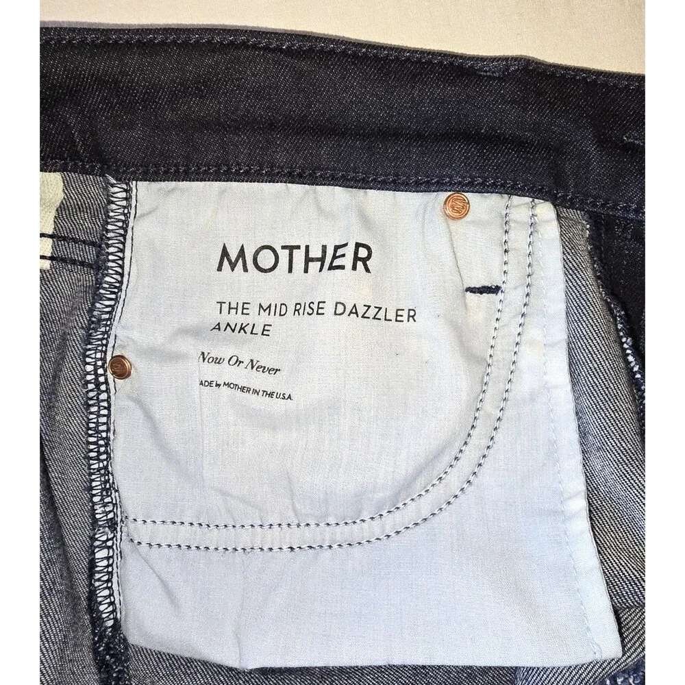 MOTHER The Mid Rise Dazzler Ankle Jeans Now Or Never 28 Stretch Straight Casual